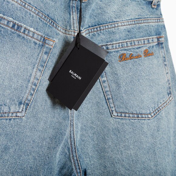 Balmain Blue Ripped Cotton Denim Jean Shorts - Mens Size 31 - NWT - Picture 11 of 14